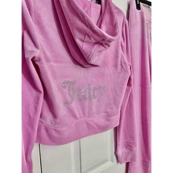Juicy Couture Size XS Bling Velour Tracksuits Floral Bloom Pink Y2K NWT Rare - Picture 4 of 7